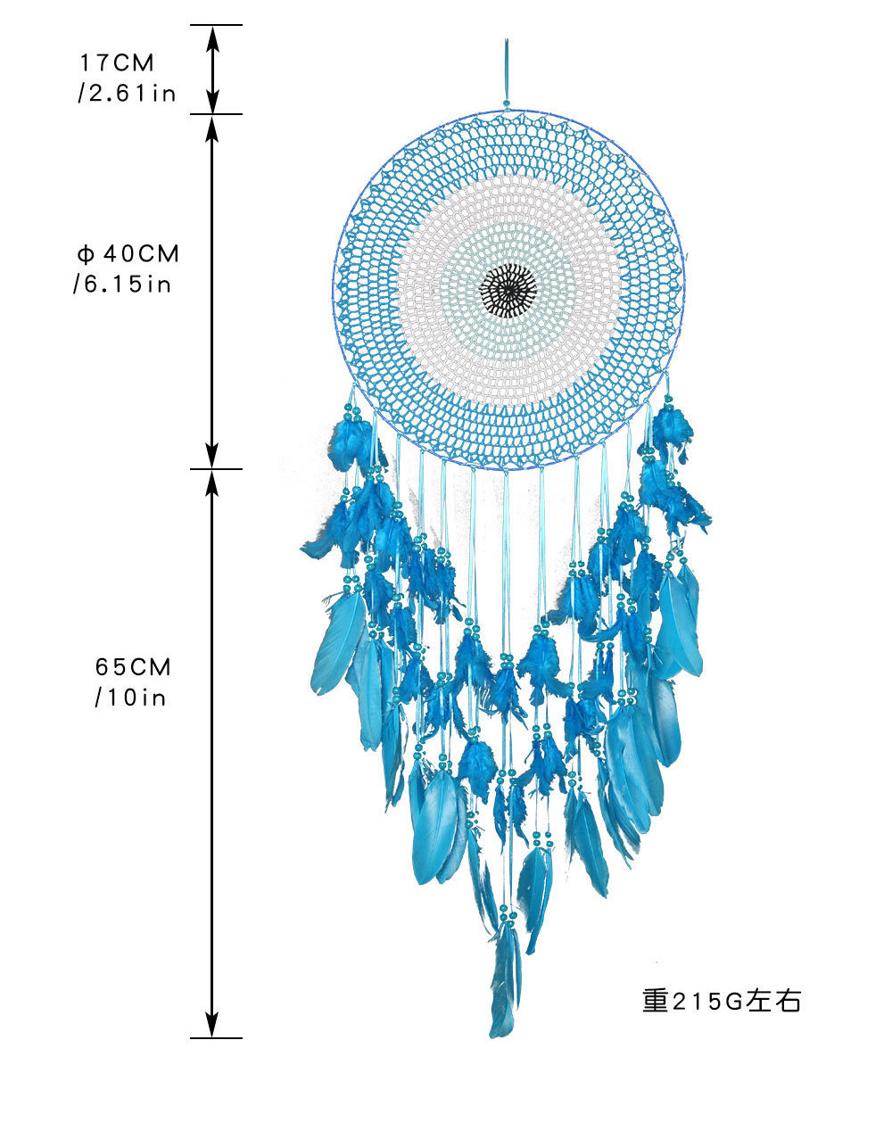 Kingcome Large Dream Catcher Wall Decor for Bedroom Boho Evil Eyes Dream Catcher Blue Turquoise Feather Macrame Wall Hanging