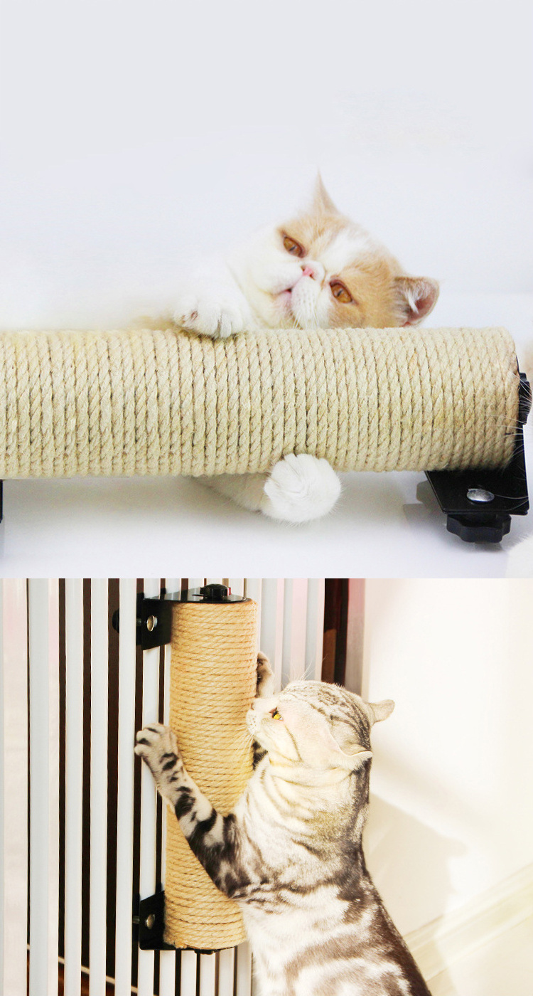 Wall Mounted Sisal Cat Scratcher Rubbing Toy Wooden Cat Tree Furniture Climbing and Jumping Platform