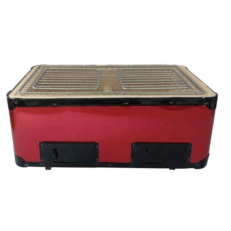 Japanese Ceramic Hibachi BBQ Table Grill Red Outdoor Cooking Ware Heat Resist Barbecue Tool Portable Yakatori Charcoal Grills