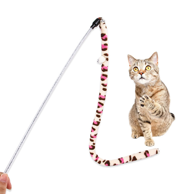 Rainbow Soft Long Plush Cat Toy Wand Interactive Cat Teaser Wand String Colorful Fabric Ribbon Safe Flexible Exercise Toy