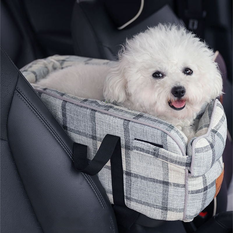 Comfortable Safety Removable Washable Small Animal Car Armrest Center Console Dog Kennel Pet Booster Seat for Cars Trucks SUV