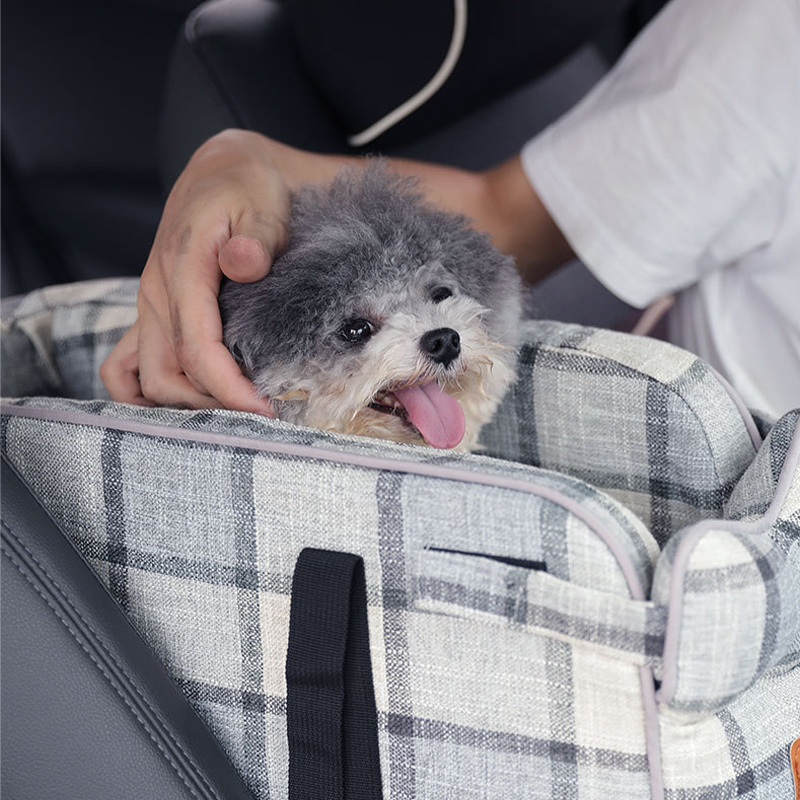 Comfortable Safety Removable Washable Small Animal Car Armrest Center Console Dog Kennel Pet Booster Seat for Cars Trucks SUV