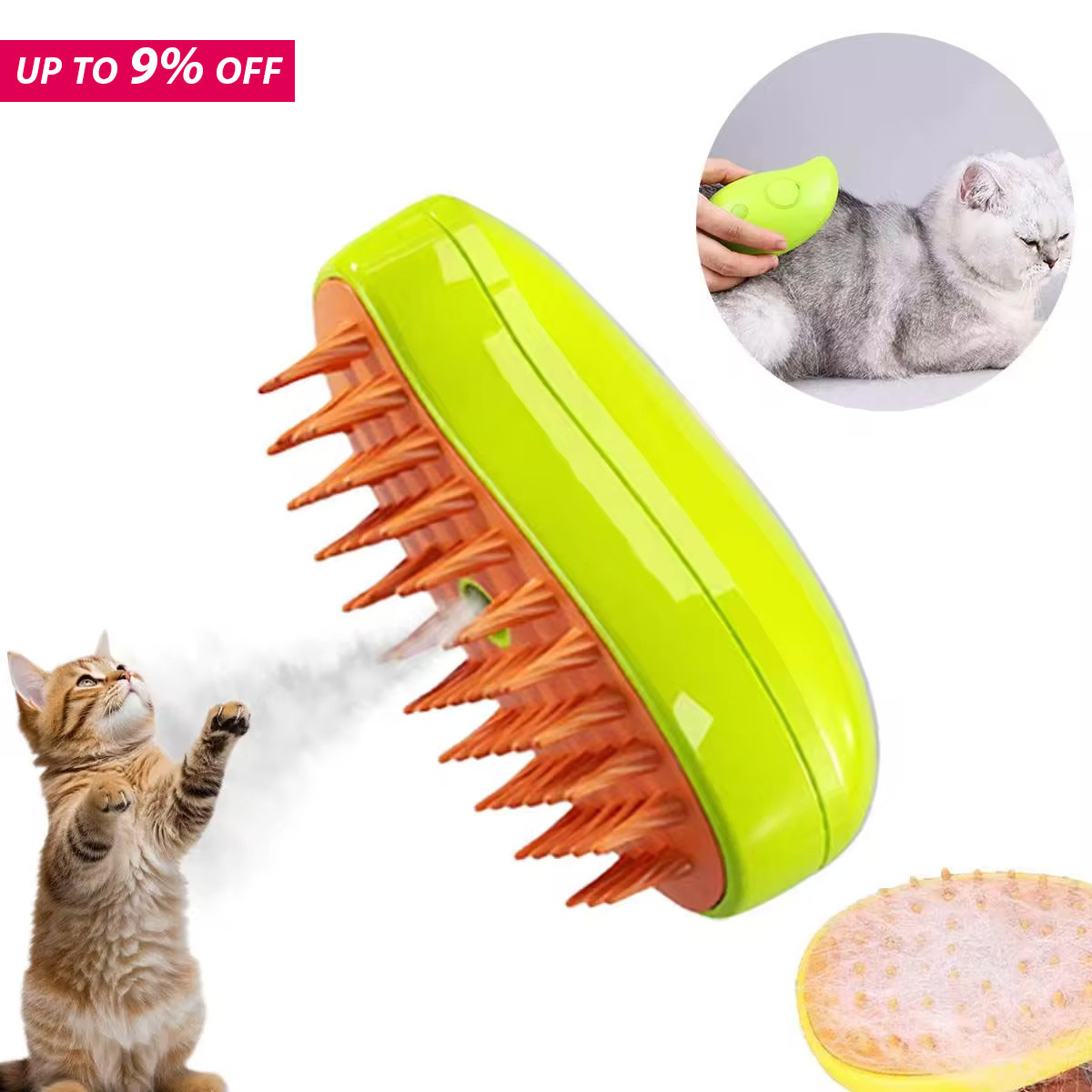 3 in 1 Rechargeable Pet cleaning Hair Massage Brush Self cat clean dog Spray Hair Removal Comb Pet Spa Brush for Dogs Cats