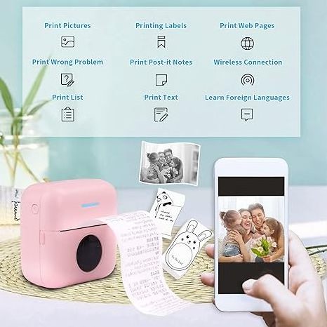 Portable Receipt Printer for Photo Journal Notes Memo - Pink