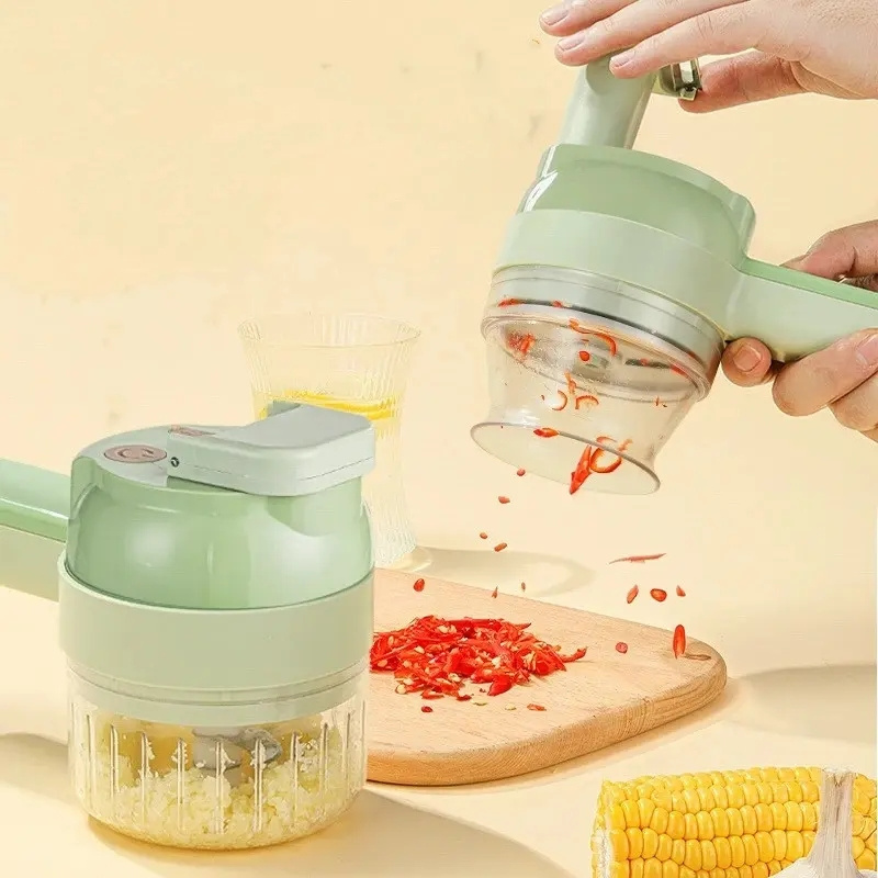 2023 Portable Electric Vegetable Cutter Set Multifunction Vegetable Chopper Electric 4 In 1 Handheld Electric Vegetable Cutter