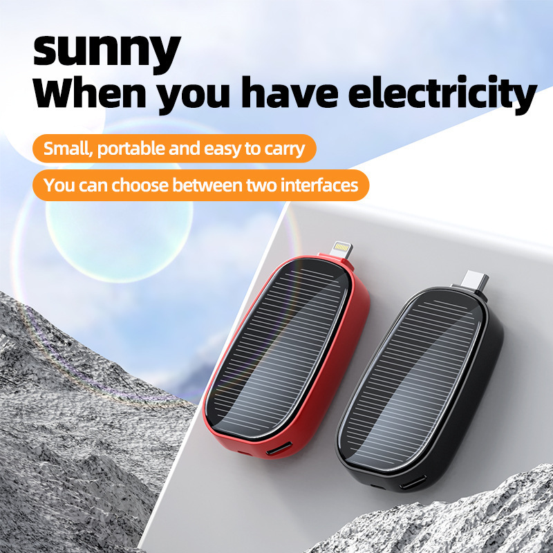 1200mAh Solar Power Bank Portable Charging Powerbank External Battery Charger Fast Charging Powerbank Keychain For iPhone TYPE C