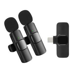 2023 Hotsale  1 Drag 2 Microphone Lavalier 2.4GHz 2 in 1 Portable Mini Microphone Wireless Recording Microphone for Phone