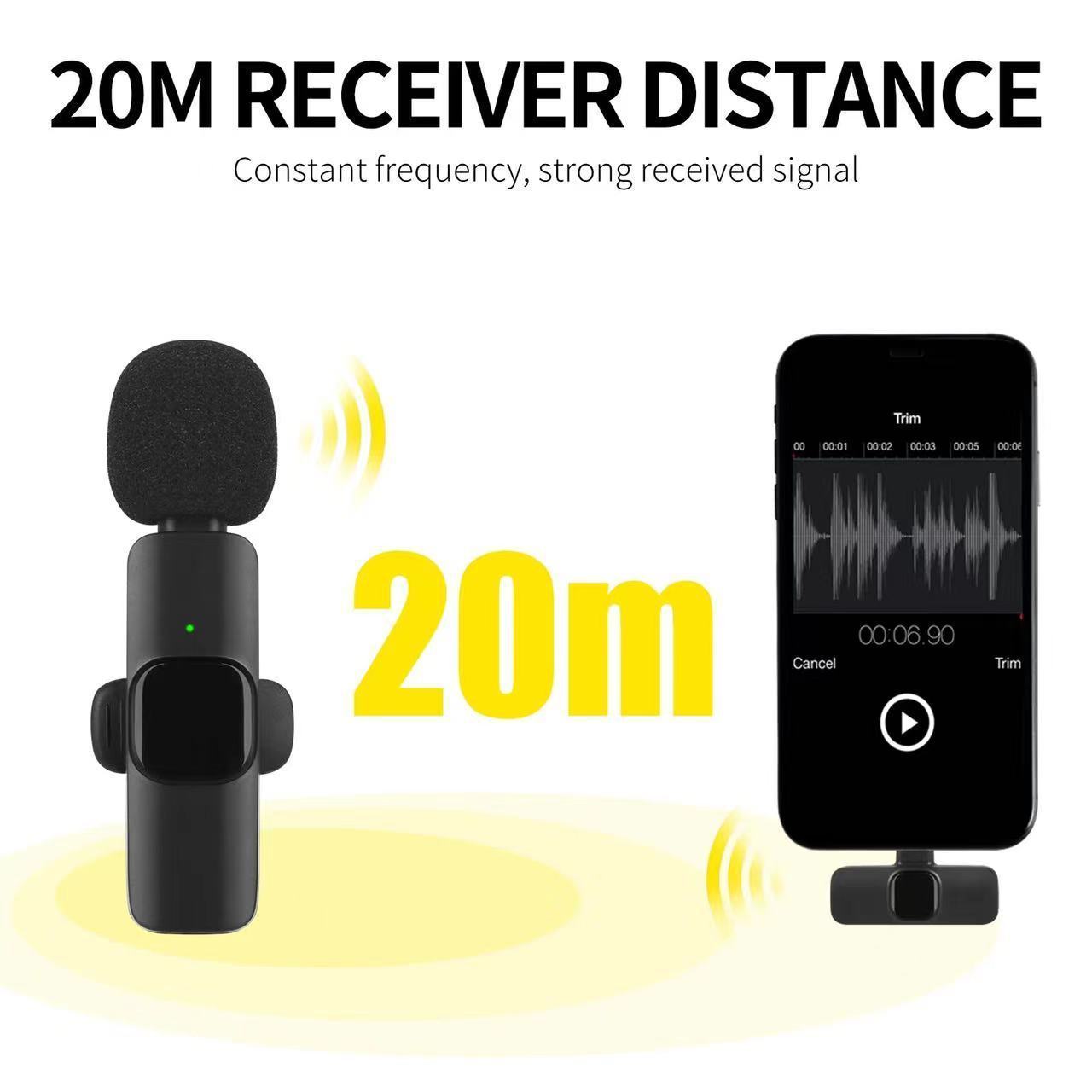 2023 Hotsale  1 Drag 2 Microphone Lavalier 2.4GHz 2 in 1 Portable Mini Microphone Wireless Recording Microphone for Phone