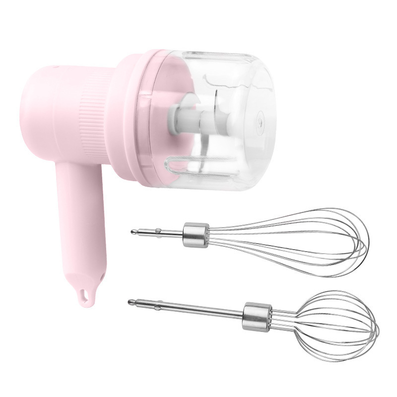 3 in 1 Electric Rechargeable Powder Cake Baking Dough Meat Egg Beater Handheld Wireless Mini Blender and Vegetable Chopper