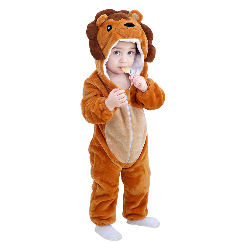 Winter Newborn Baby Girls Jumpsuits for Boys Flannel Animal Lion Unicorn Rompers Toddler Infant Pajamas Clothes Costume Clothes