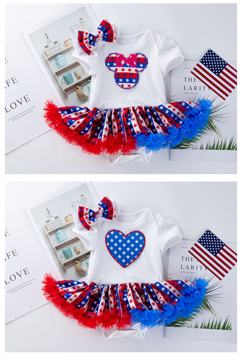 Independence Day baby clothing short-sleeved romper skirt printing star one-piece tutu dress romper