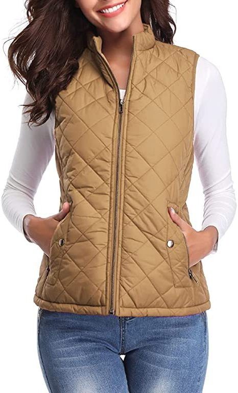 RTS Fashion Solid Print Classical Women Winter Keep Warm Zipper Down Vest with Pocket Jacket Coat Vest