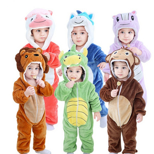 Winter Newborn Baby Girls Jumpsuits for Boys Flannel Animal Lion Unicorn Rompers Toddler Infant Pajamas Clothes Costume Clothes