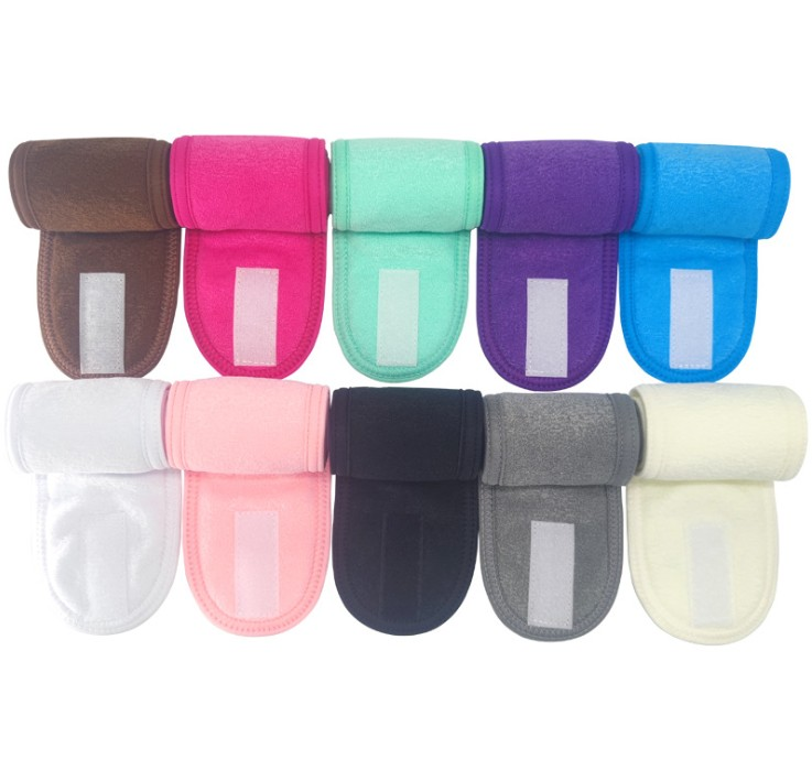 Makeup Shower Bath Wrap Sport Headband Terry Cloth Stretch spa facial headband  with Magic Tape