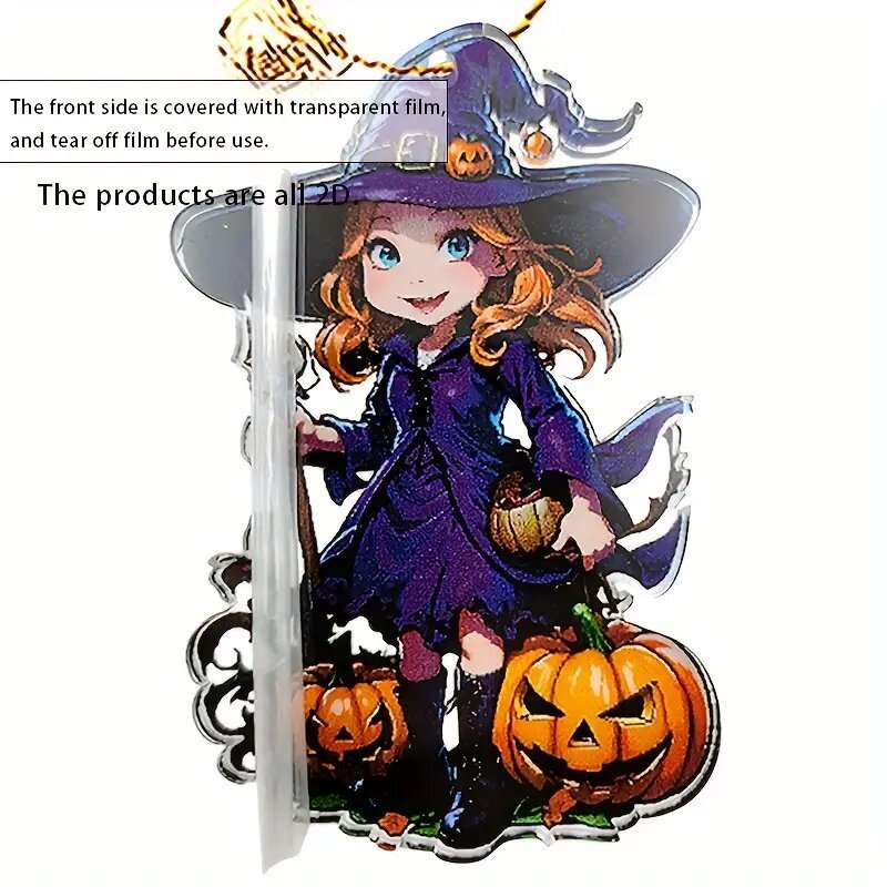 Black Magic Witch Flat Acrylic Pendant Halloween Style Pumpkin Acrylic Backpack Keychain Decoration