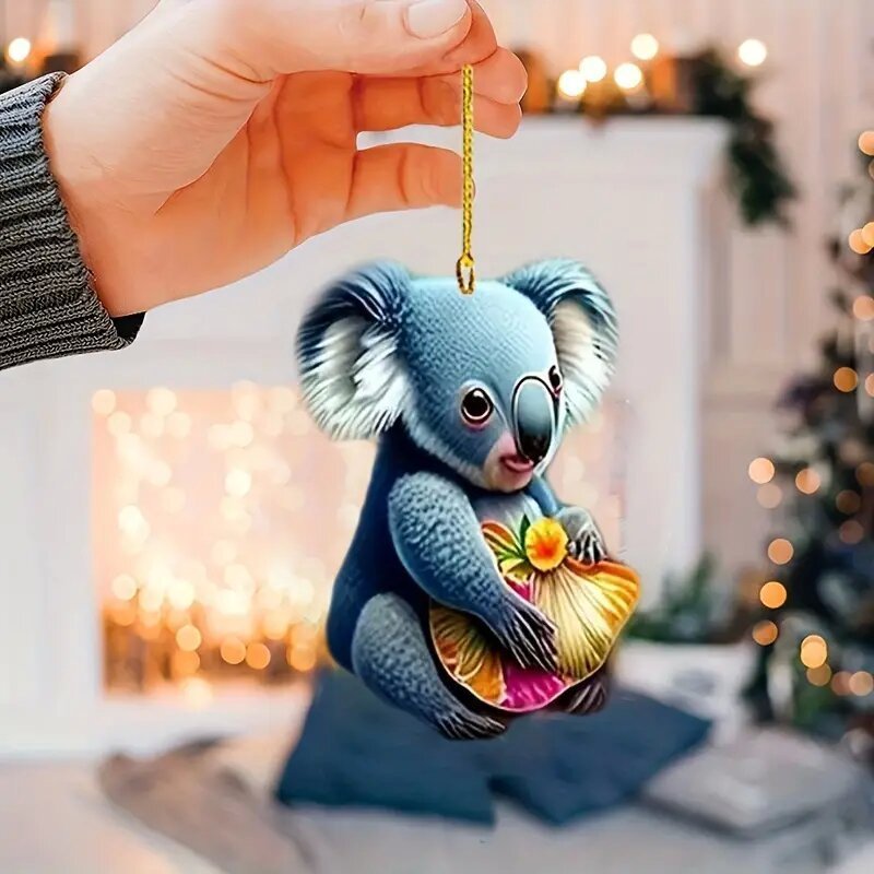 Blue koala Flat Acrylic Pendant Keychain Decoration Backpack Pendant Car Interior Accessories Festival Gift