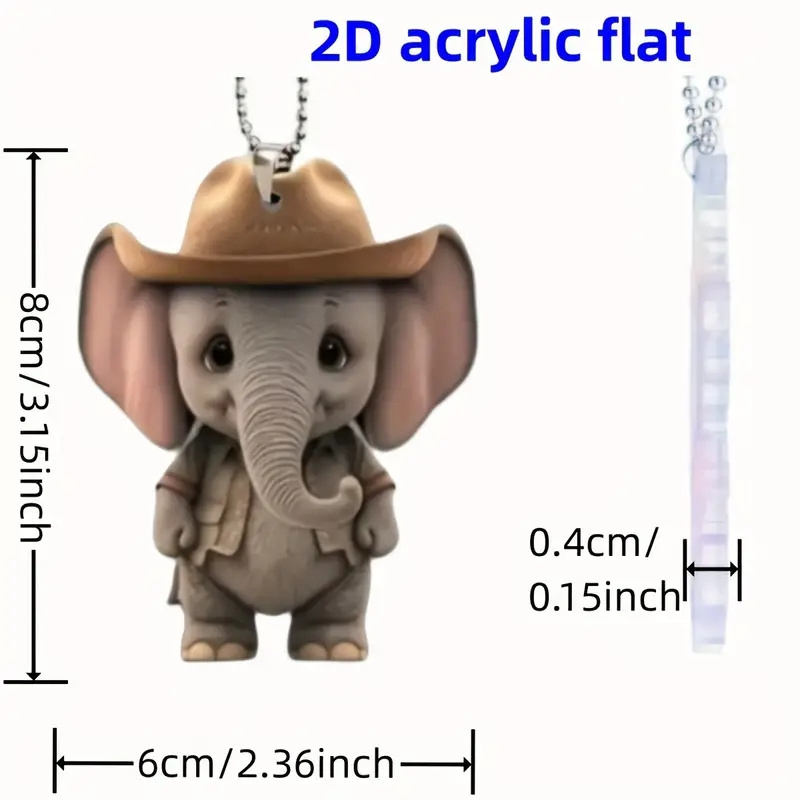 2D acrylic flat pendant car decoration pendant  elephant shaped backpack keychain decoration the best gift for holiday gifts