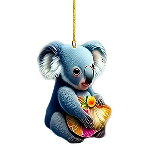 Blue koala Flat Acrylic Pendant Keychain Decoration Backpack Pendant Car Interior Accessories Festival Gift