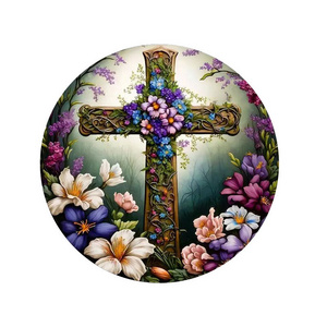 Noble wood grain Easter cross 2D flat acrylic decoration car pendant Easter product gift