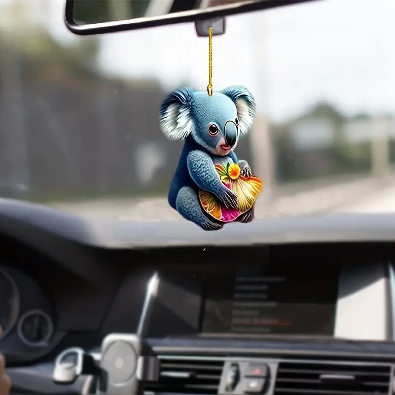 Blue koala Flat Acrylic Pendant Keychain Decoration Backpack Pendant Car Interior Accessories Festival Gift