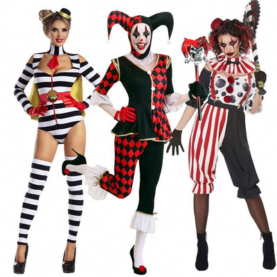 Halloween clown costume Adult men and women cosplay performance clown costume suit funny performance circus zombie costume