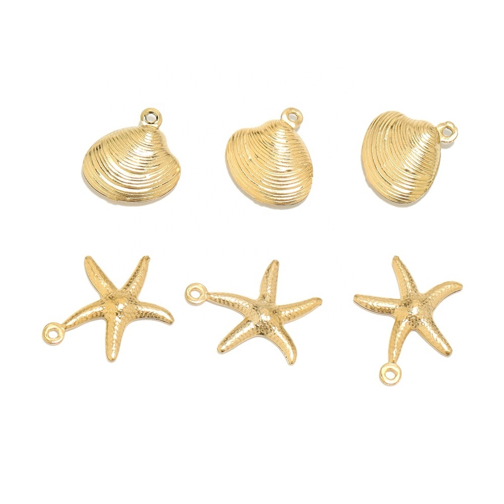 Stainless Steel Starfish Charms Shell Pendant Necklace Findings Bracelet Accessories for DIY Jewelry Making Components