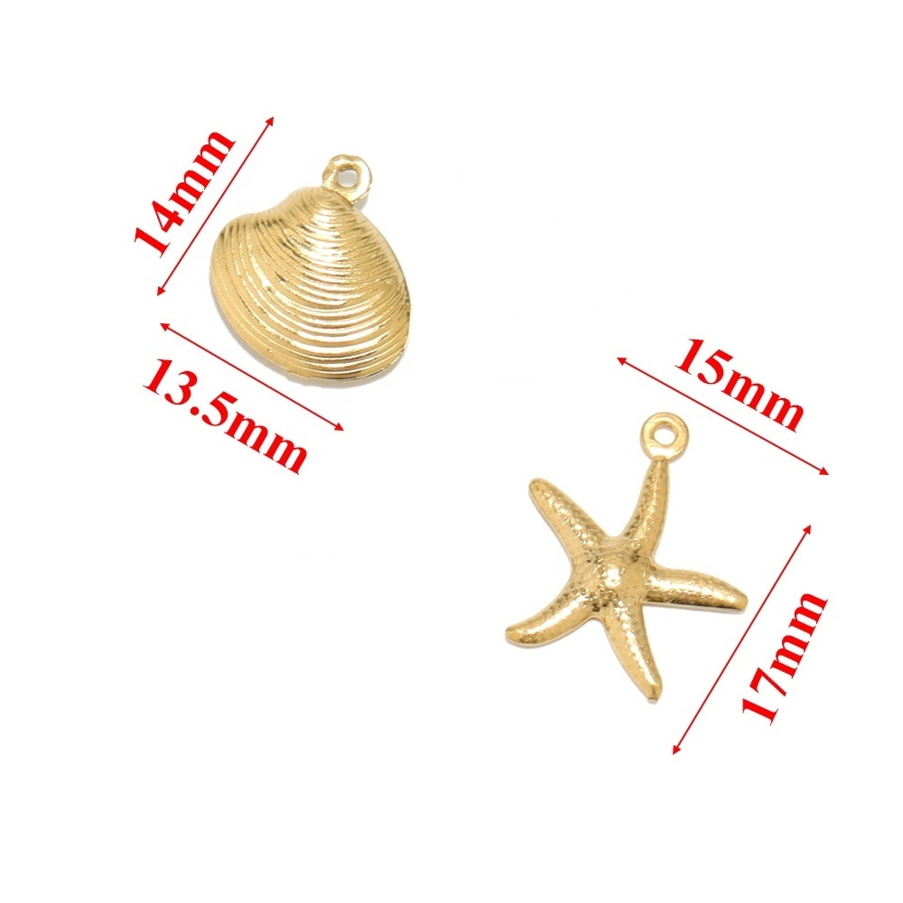 Stainless Steel Starfish Charms Shell Pendant Necklace Findings Bracelet Accessories for DIY Jewelry Making Components