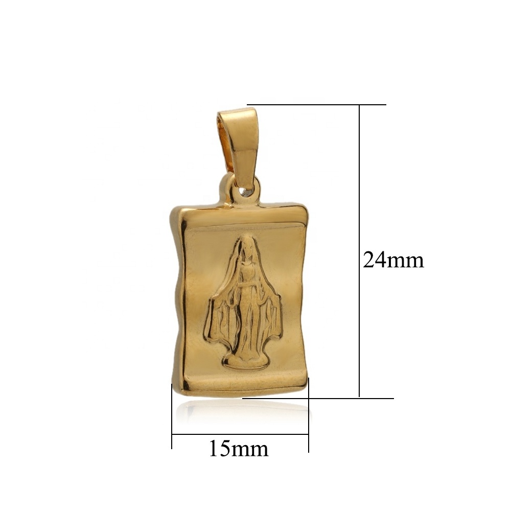 5Pcs 24*15mm Stainless Steel Cross Of Our Lady Of Jesus Charms Pendants For Jewelry Making DIY Necklace Accessories Wholesale