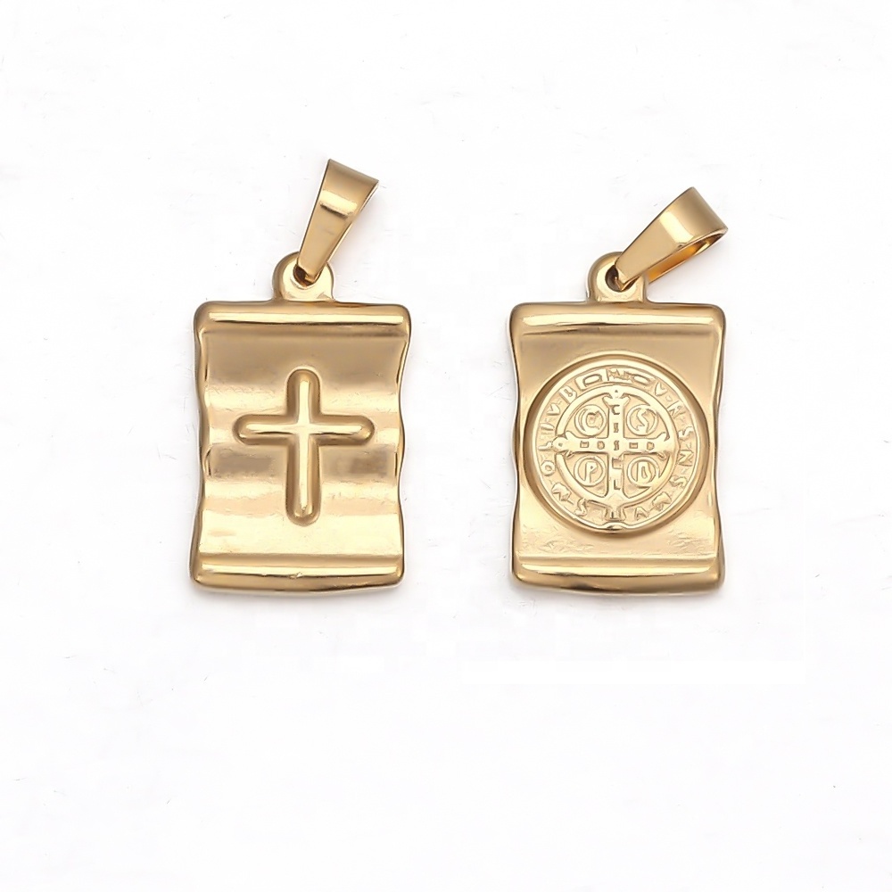 Stainless Steel Gold Plated Enamel Cross Jesus Religious Charms Pendants for Diy Jewelry Accessories Necklace Bracelet Finding