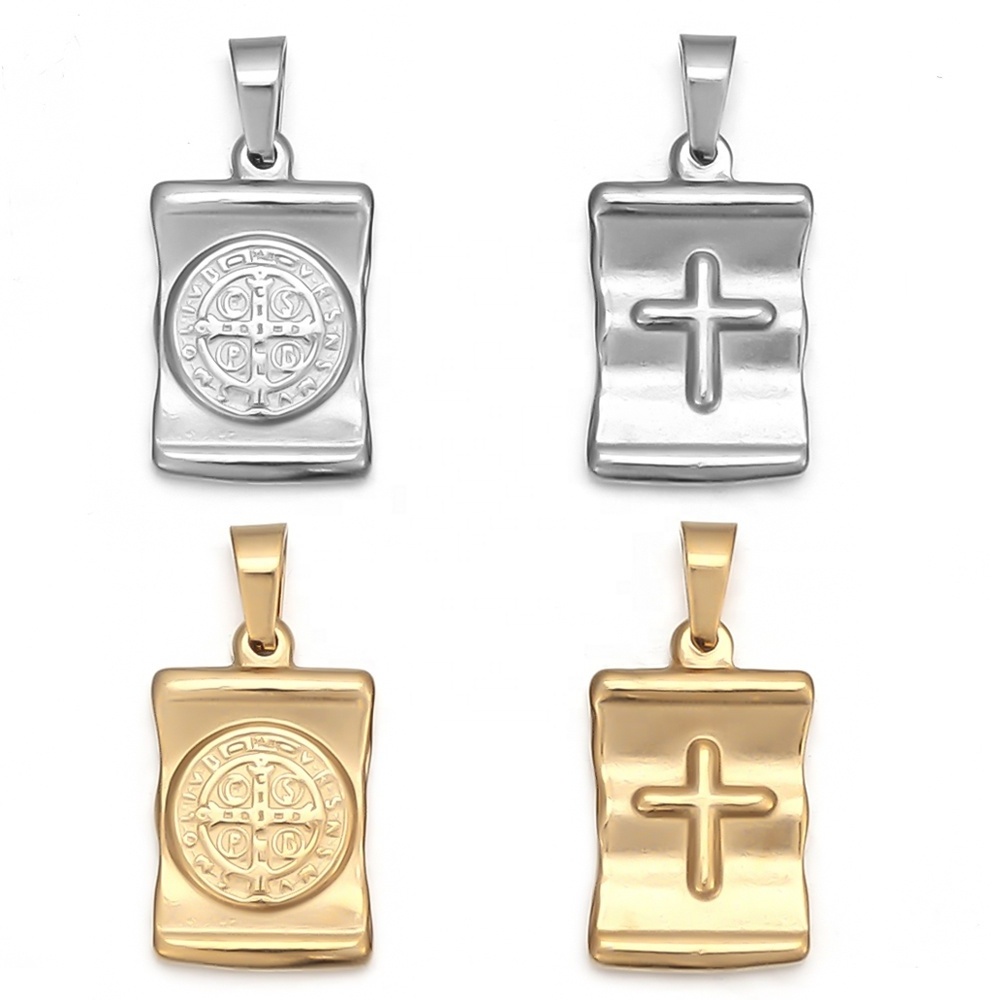 Stainless Steel Gold Plated Enamel Cross Jesus Religious Charms Pendants for Diy Jewelry Accessories Necklace Bracelet Finding