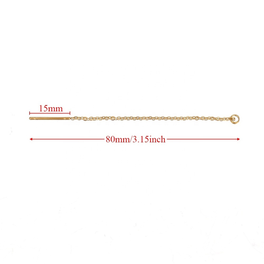 Gold Plated Stainless Steel 8cm Long Chain Ear Line Earrings Earwire DIY Women Drop Dangle Earrings Jewelry Making