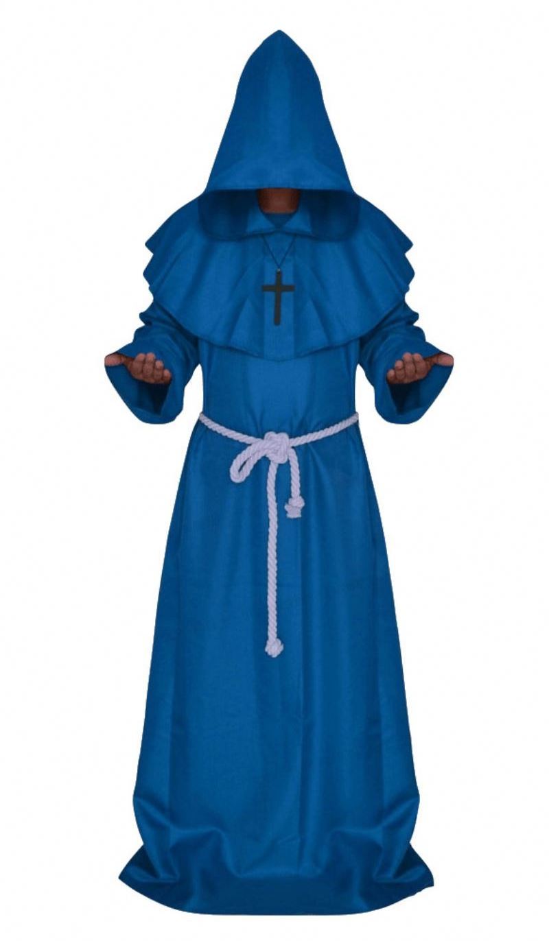 Medieval Halloween Christian Friar Priest Robes Witch Wizard Cloak Cape Party Death Ghost Vampire Devil Demon Cosplay Costumes