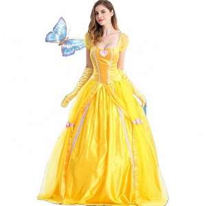 Hot Selling Adult Beauty And The Beast Elegant Princess Dress Costume For Halloween Party For Women