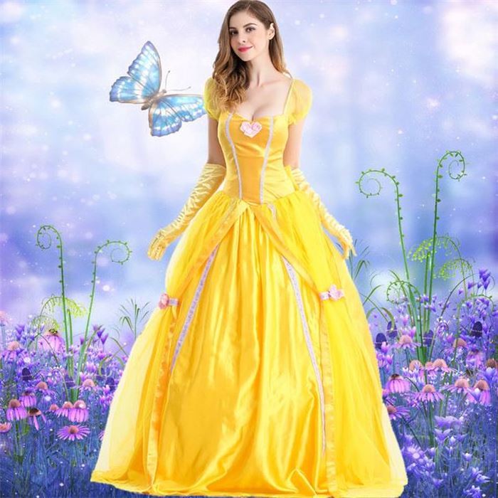 Hot Selling Adult Beauty And The Beast Elegant Princess Dress Costume For Halloween Party For Women