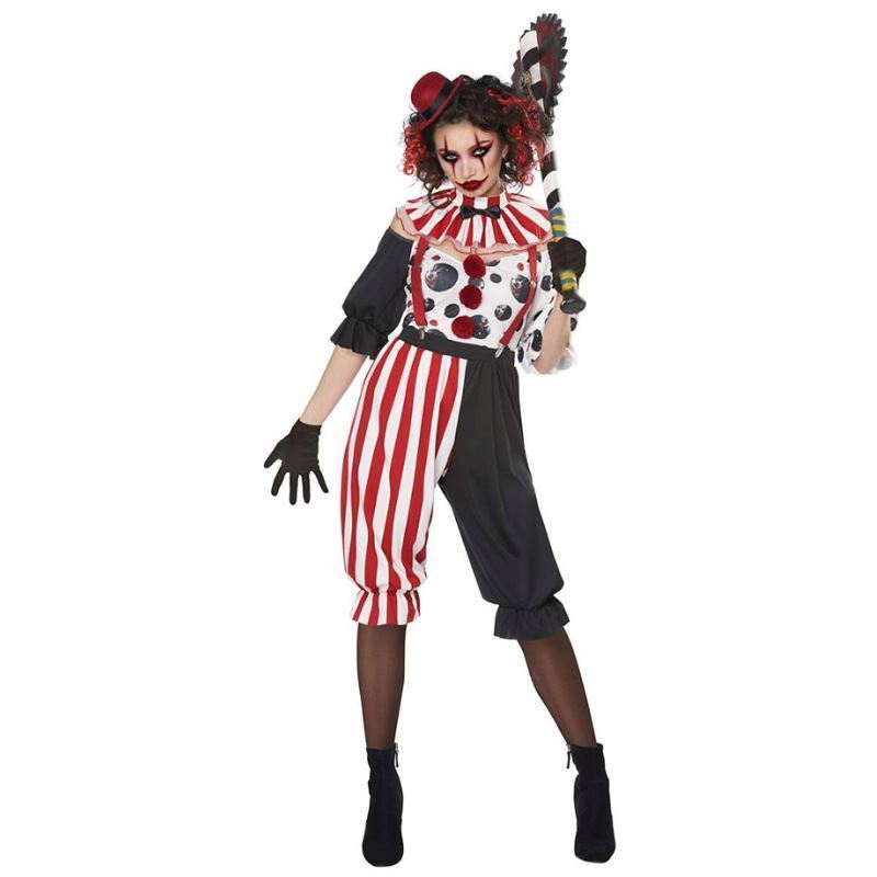 Halloween clown costume Adult men and women cosplay performance clown costume suit funny performance circus zombie costume