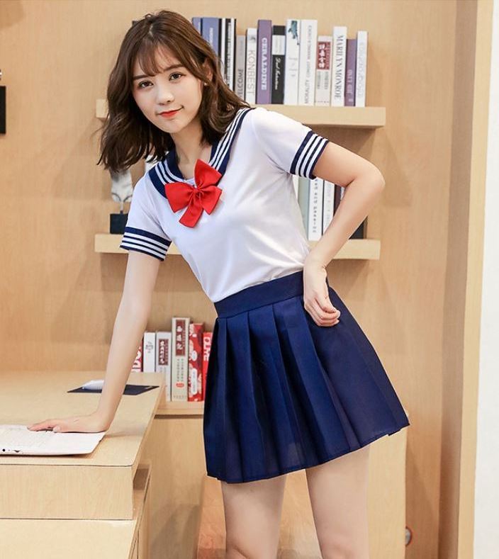 2022 Woman School Uniforms Sexy Collage Student Sailor Party Cosplay Costume Japanese Short Sleeve JK Suit Girls Pleated Skirts