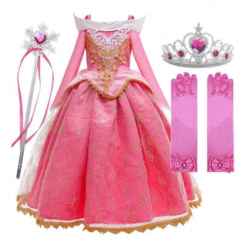 2024 Girl Princess Dress Up Sleeping Beauty Pink Princess Costume For Girls 3-10Y