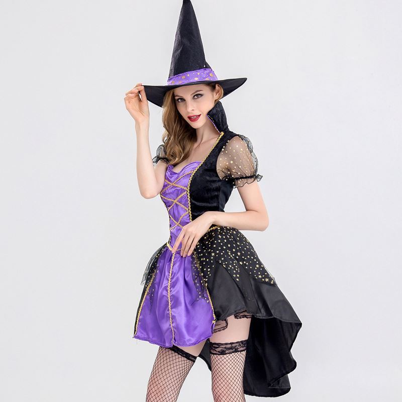 2024 2023 New Halloween Party Cosplay Purple Lucky Witch Costume Naughty Witch Costume