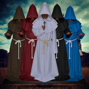 Medieval Halloween Christian Friar Priest Robes Witch Wizard Cloak Cape Party Death Ghost Vampire Devil Demon Cosplay Costumes