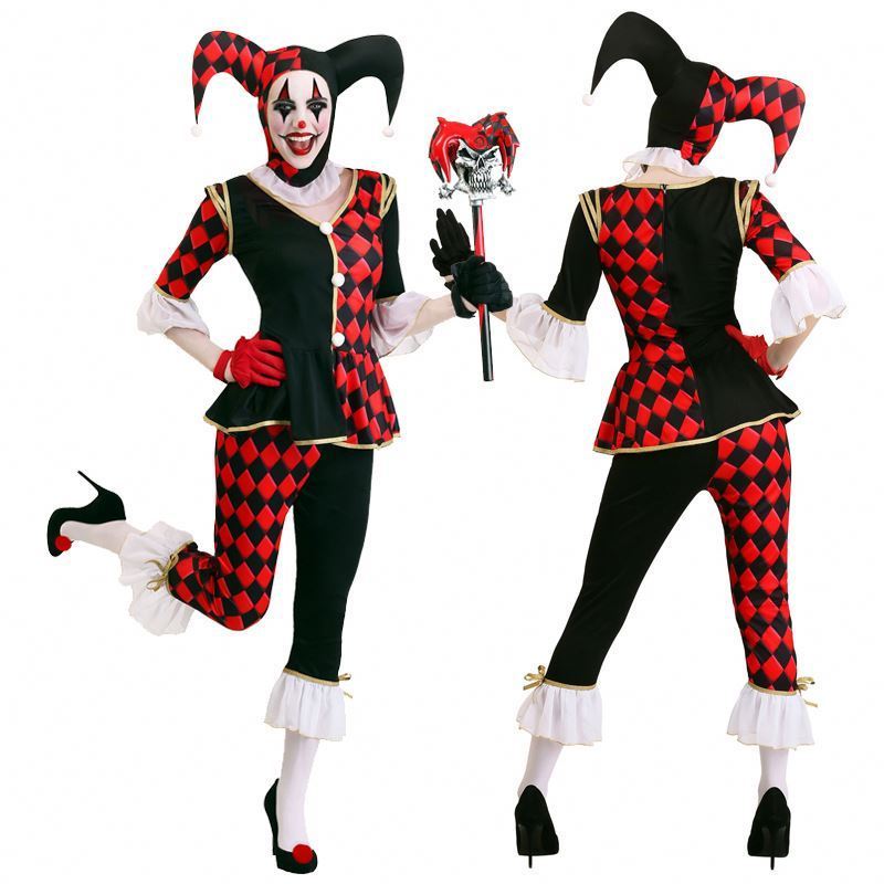 Halloween clown costume Adult men and women cosplay performance clown costume suit funny performance circus zombie costume