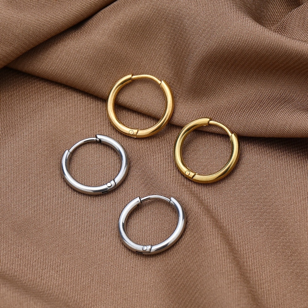 10pcs Fashion Stainless Steel Gold Color Plated Small Hoop Earrings for DIY Women Jewelry Findings Components Wholesale