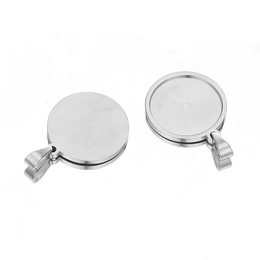 Stainless Steel 20mm Pendant Charm Base Setting Cabochon Cameo Tray Bezel Blank for Jewelry Making Findings