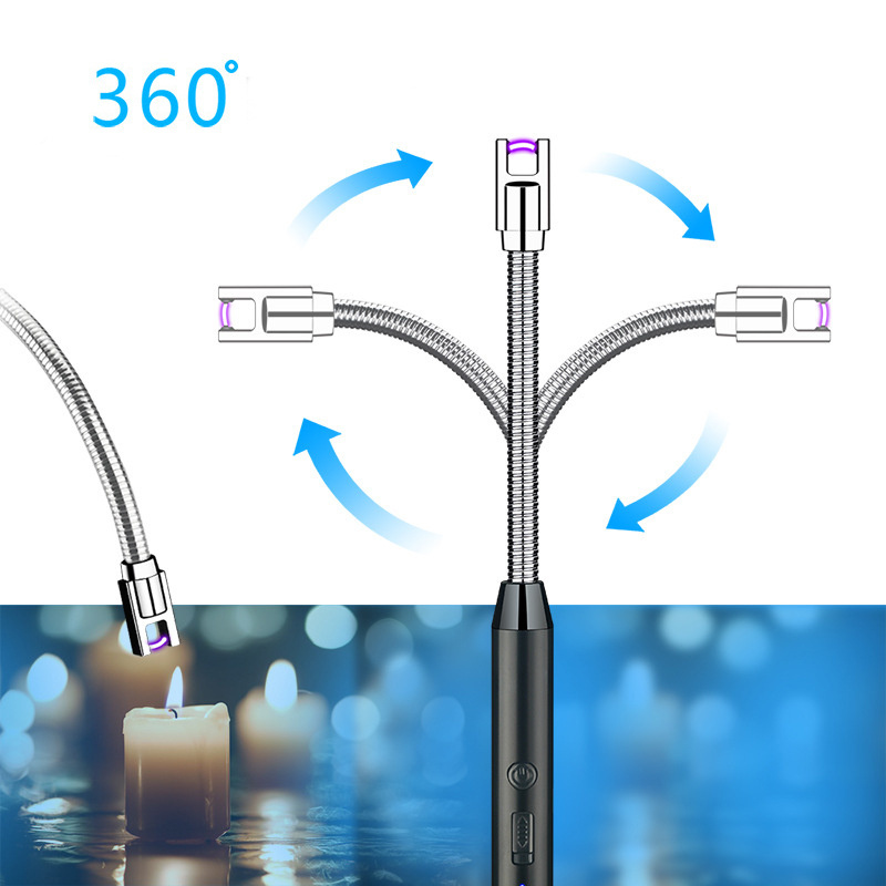 Long stick flexible electronic lighter barbecue outdoor camping ignition USB charging arc kitchen lighter