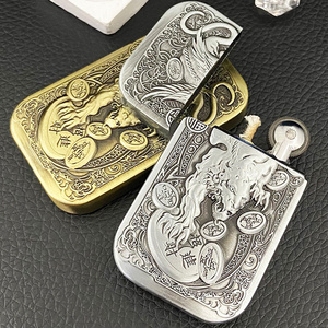 Factory Flint Match Oil Lighter Personality Creative Embossed Zinc Alloy Lucky Pixiu Metal Windproof Lighter Smoke Accesoires