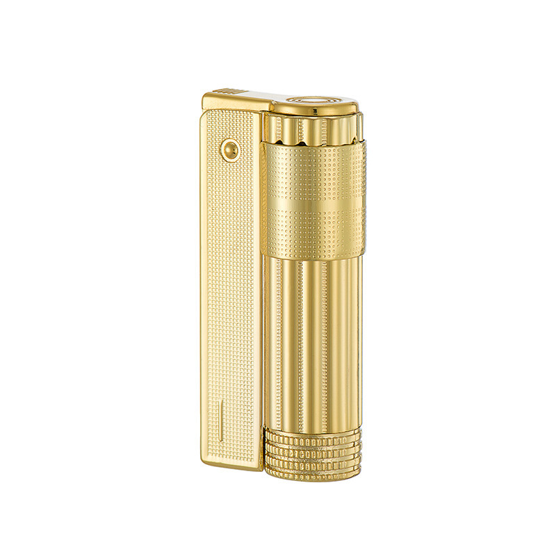 Custom logo brass windproof retro metal open flame fuel cigarette lighter