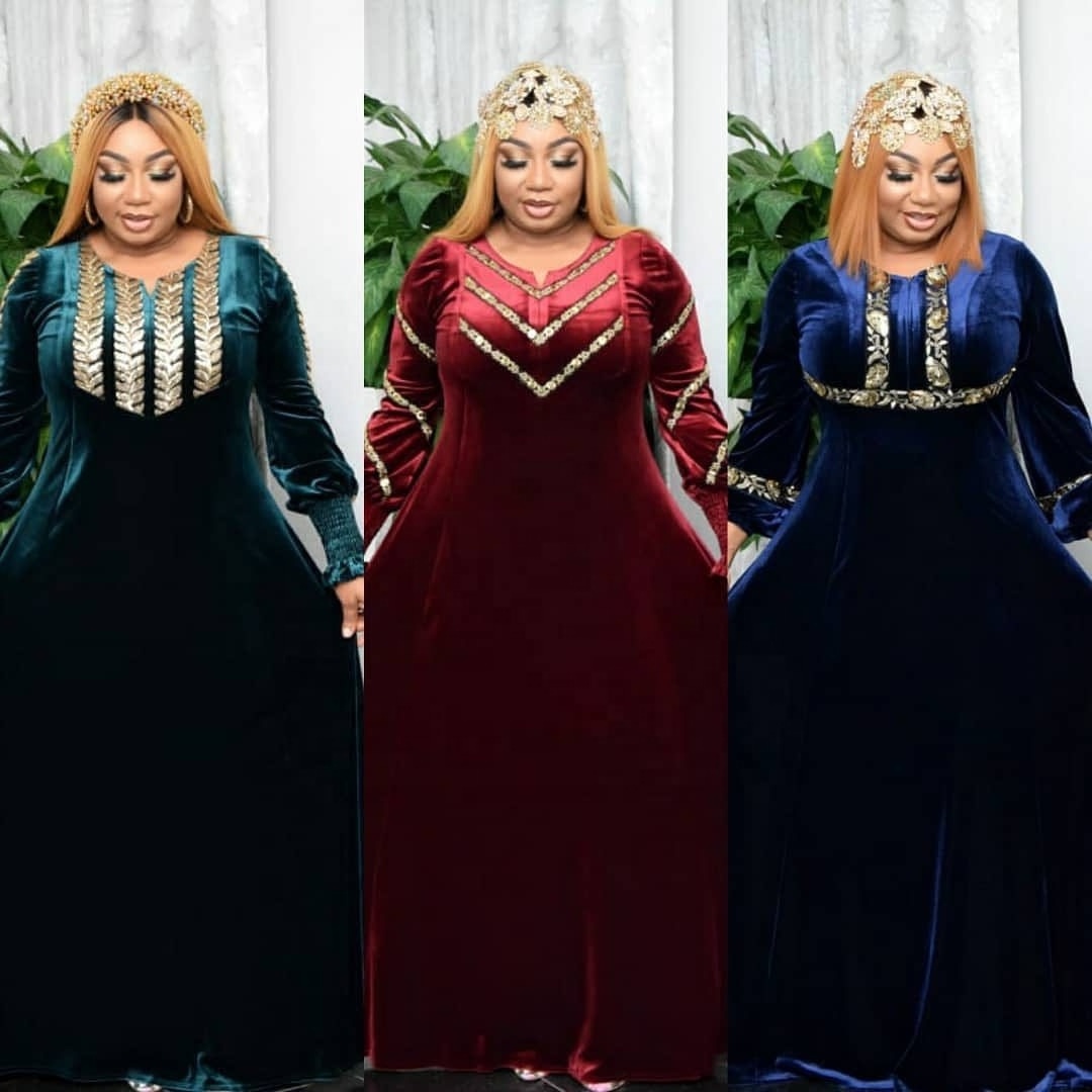 Turkey Dubai Style National Slim Dress Rhinestone Luxury Velvet Elegant Women Gowns Muslim Bodycon Abaya