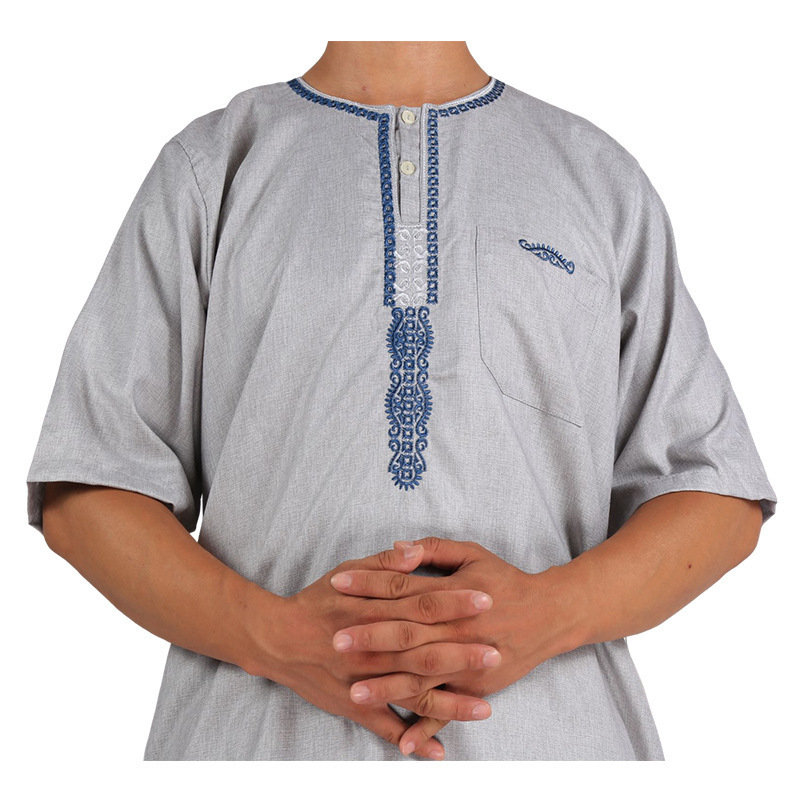 new design om custom saudi islamic silk printed kurta shirt jalabiya thobe brands al aseel anti-wrinkle fabric jubba for men