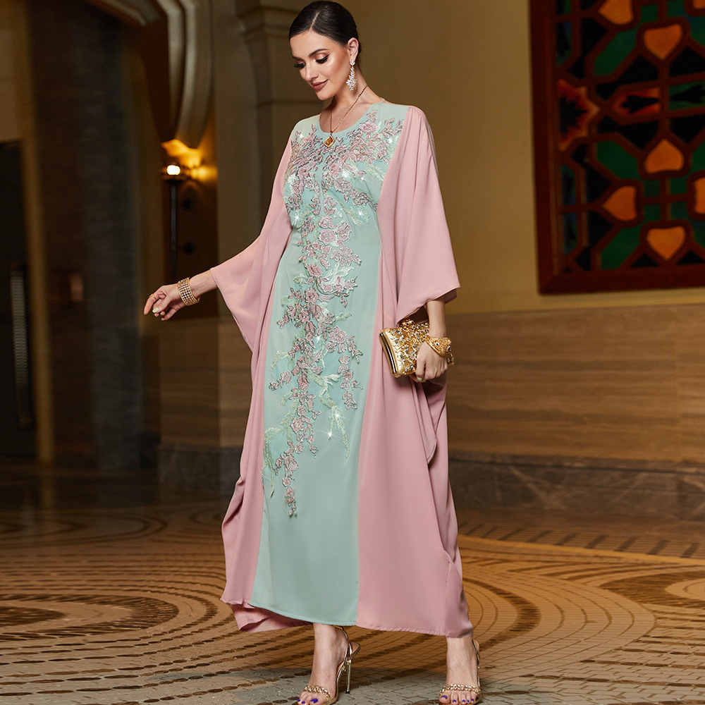 2023 latest abaya design embroidery floral stone hooded burqa embellished new kaftan abaya womenvelvet muslim dress dubai