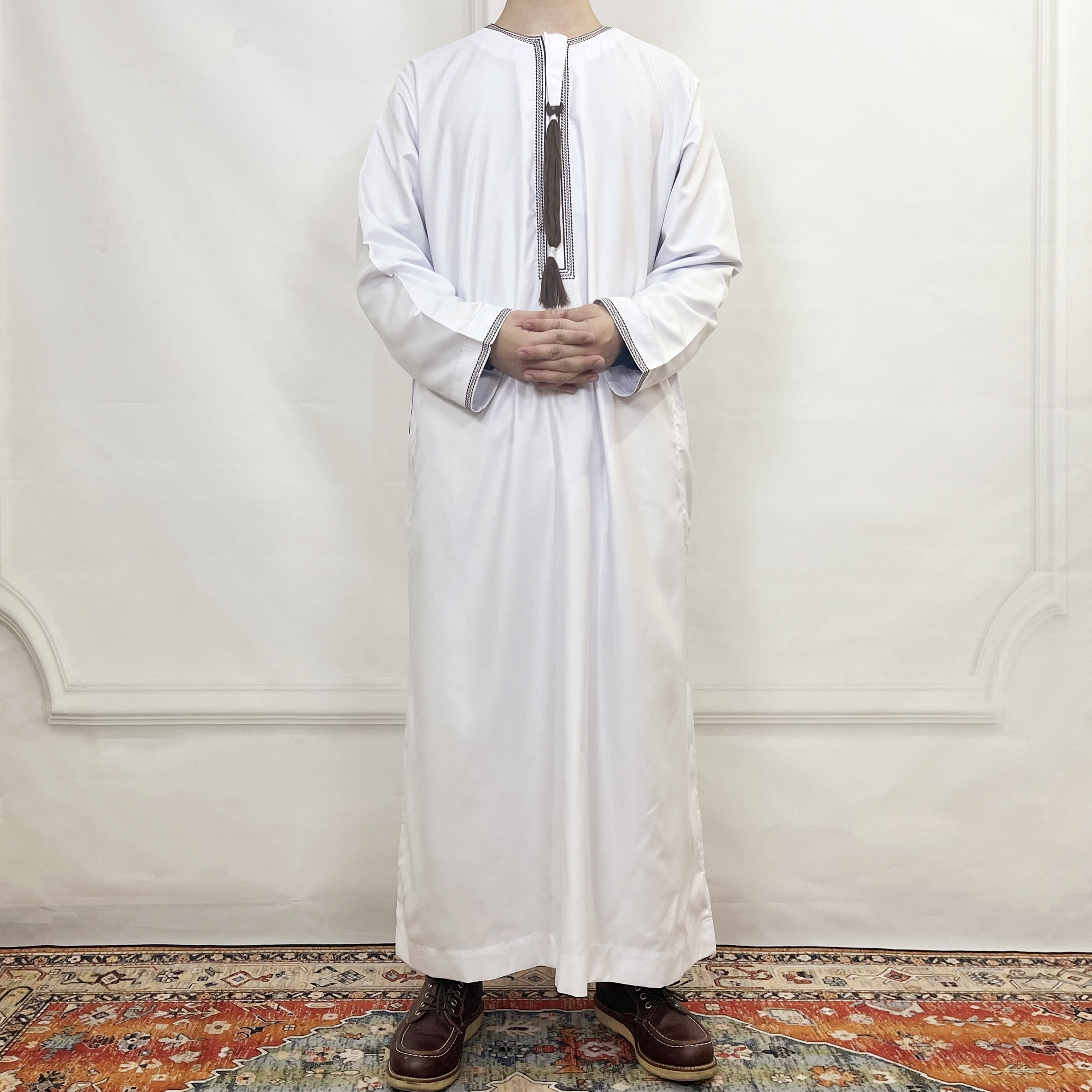 Islamic Clothing Long Sleeve Omani Men  Thobe Arab Zipper Jubba Muslim Saudi Arab Dubai Thobe For Men