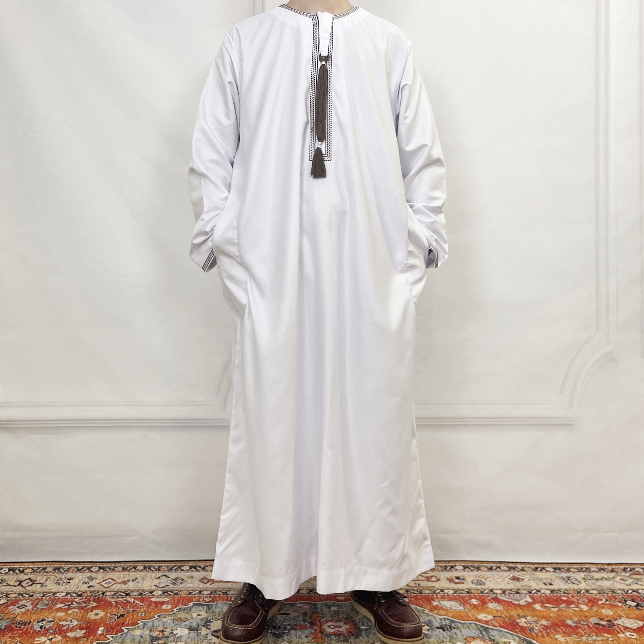 Islamic Clothing Long Sleeve Omani Men  Thobe Arab Zipper Jubba Muslim Saudi Arab Dubai Thobe For Men